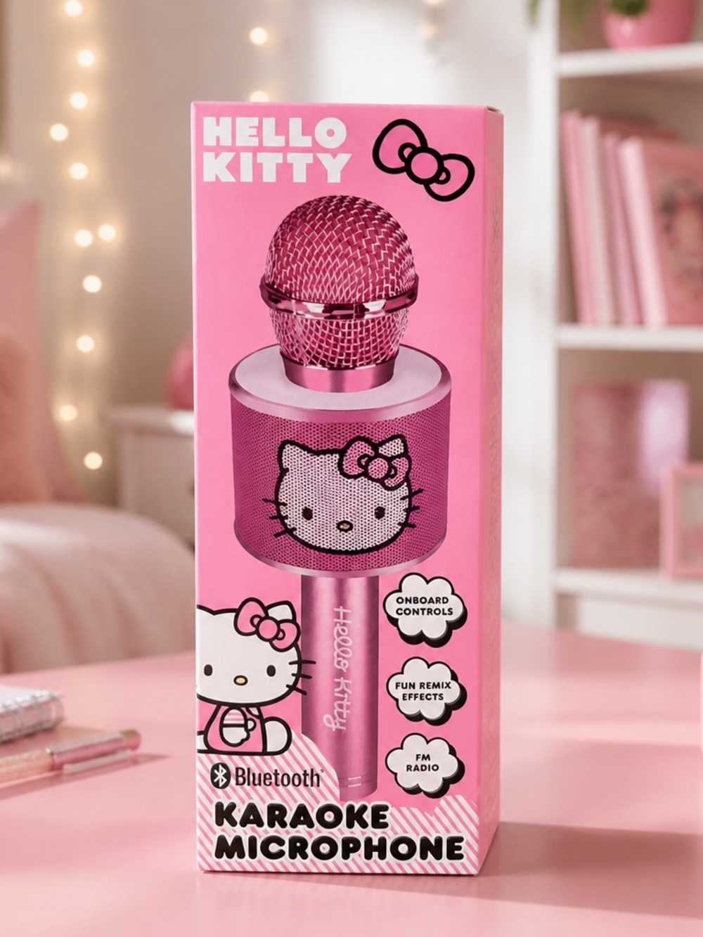 Hello Kitty Pink Bluetooth Karaoke Microphone Speaker FM Radio